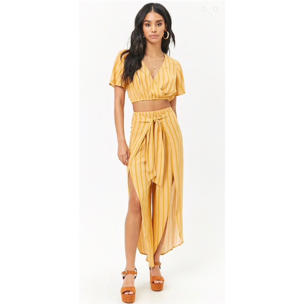 Yellow Striped Two Piece Set